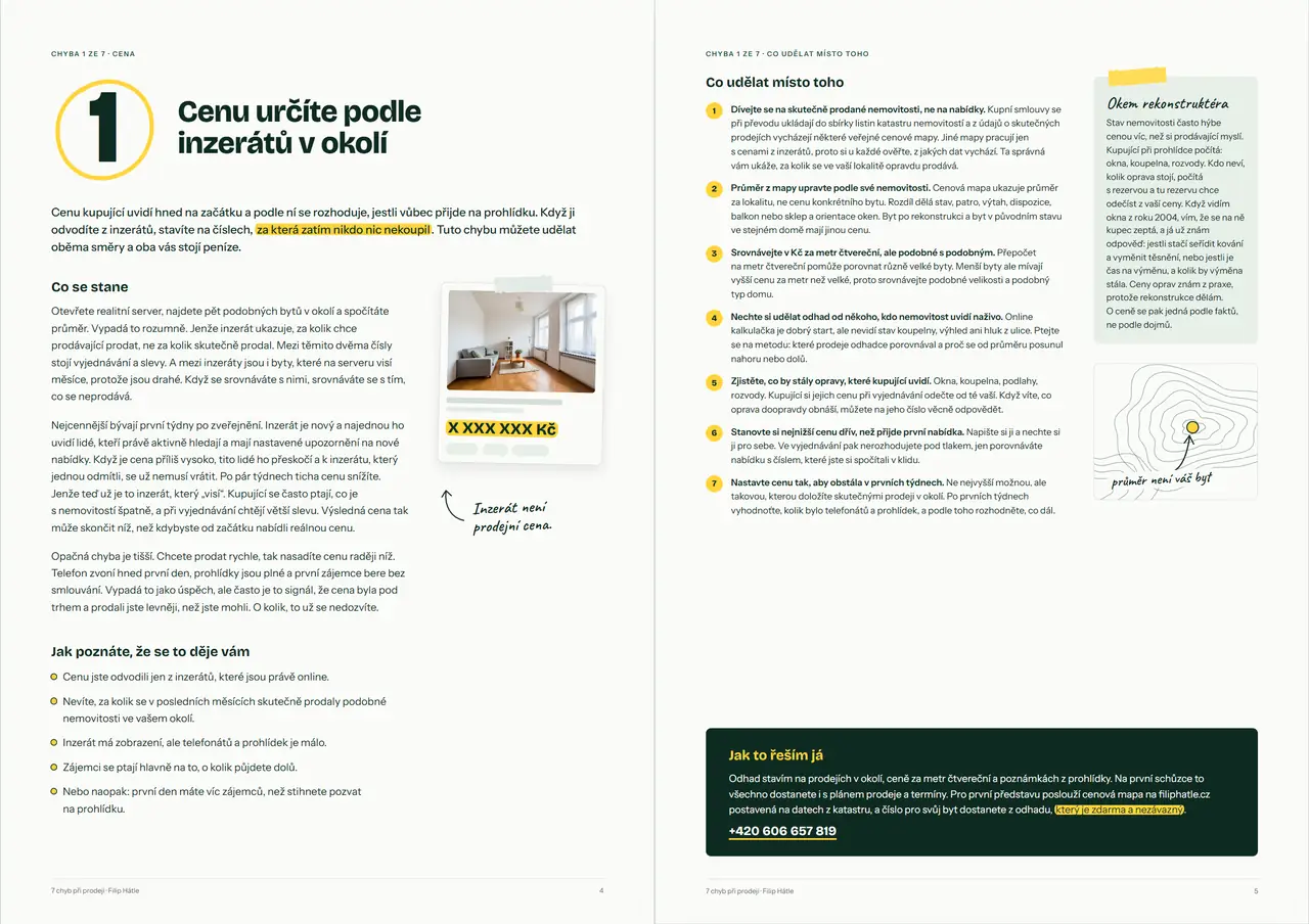 Dvoustrana e-booku: chyba 1, Cenu určíte podle inzerátů v okolí